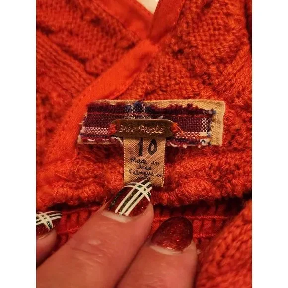 Free People! Nordic Folk Art Dress Embroidered Beaded Sweater Knit Strapless - Picture 6 of 9